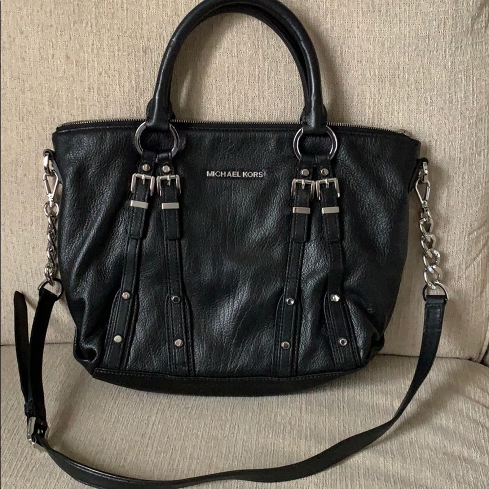 Michael Kors Black Leather Buckle Shoulder Bag